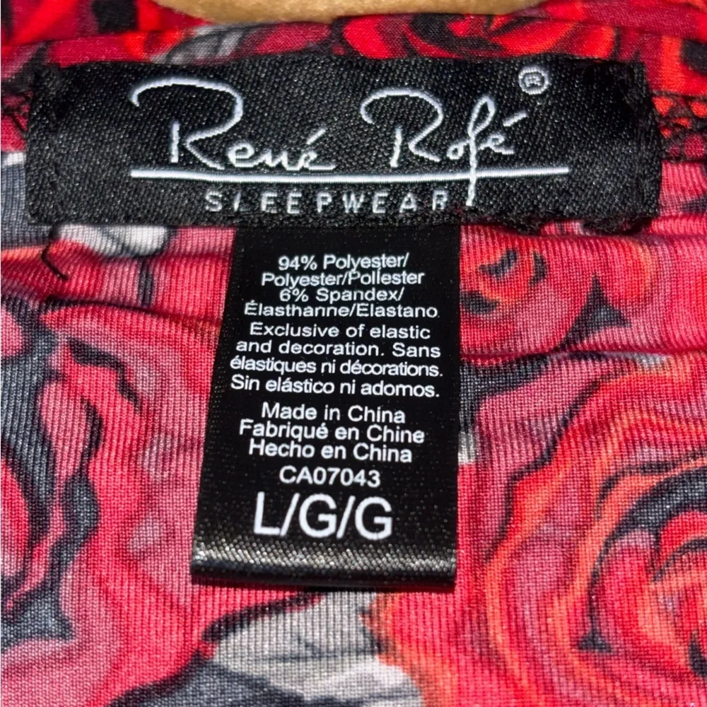 Rene Rofe Red Floral Robe Women Large Open Front - Picture 2 of 8